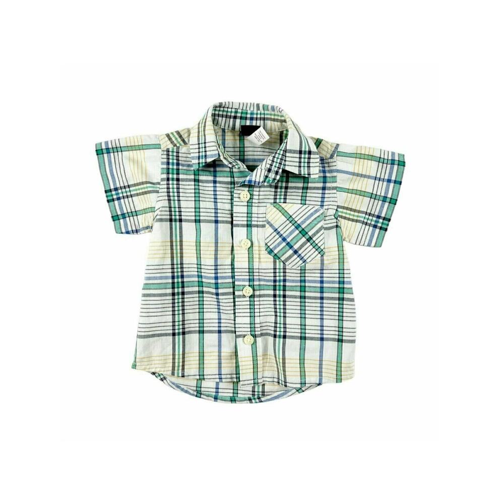 Tea Collection Spetses Plaid Madras Woven Shirt boys 9-12 Months